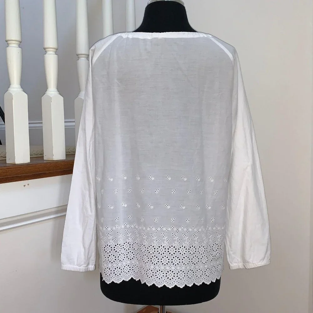 J.Crew Sz 8 Eyelet White Womens Long sleeve shirt